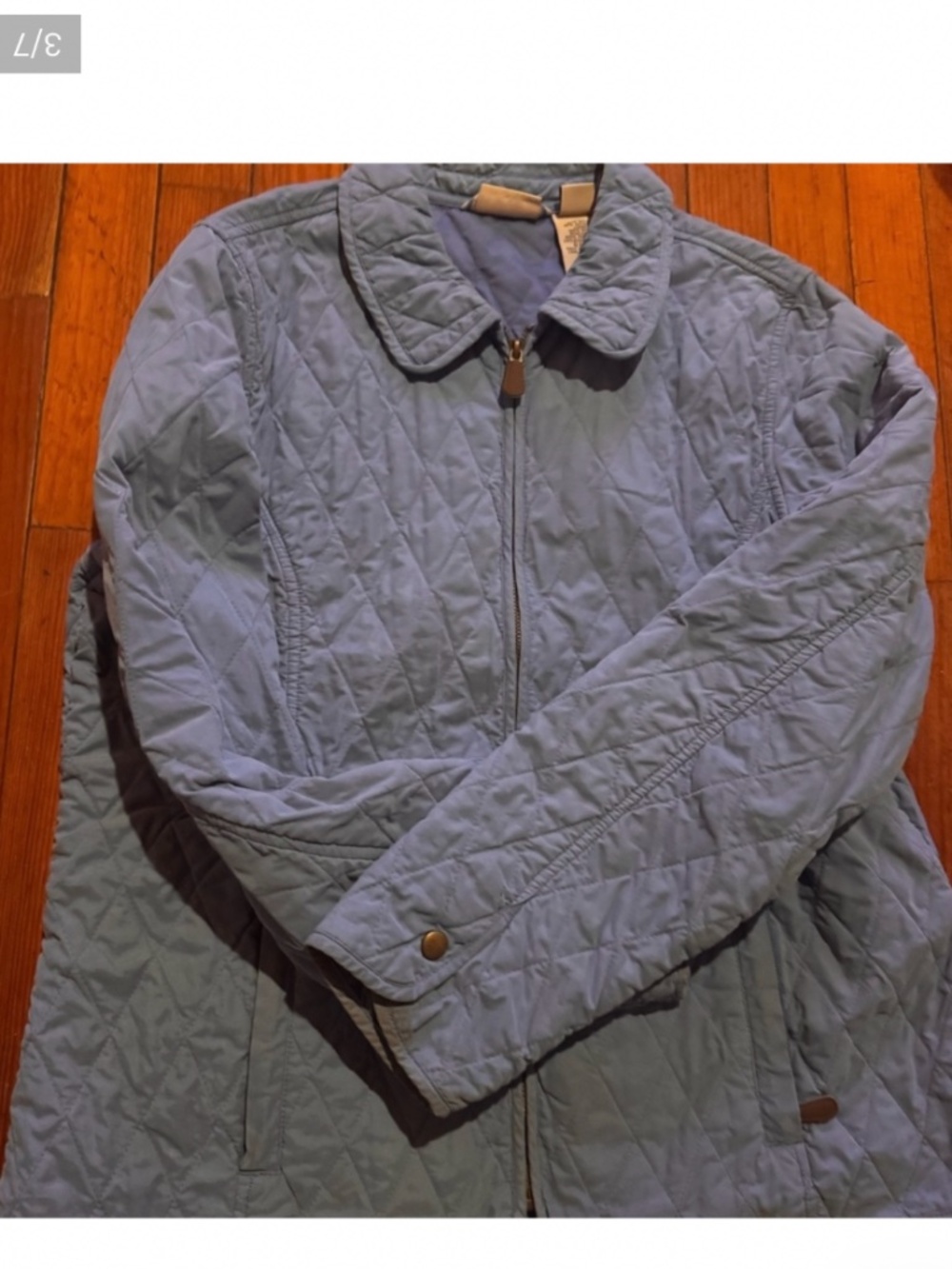 L.L. Bean Women's Blue Quilted spring Jacket size large equestrian jacket cowgir - Picture 5 of 6